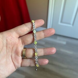 4/$100 OPAL adjustable Elegant Silver and Yellow Gemstone Bracelet 7-10 inches 💛